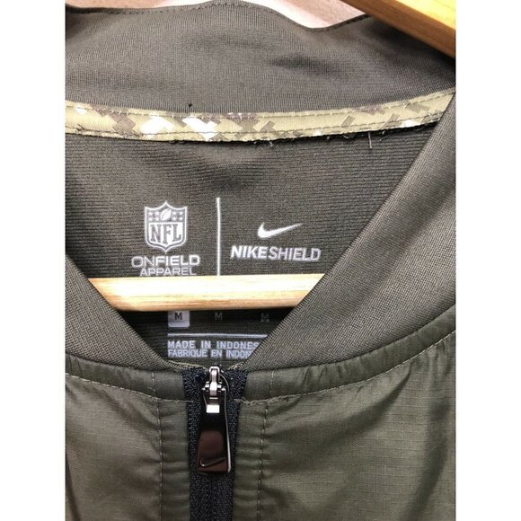 NFL Nike Shield Lions Army Camo Jacket Men's M USA Green Wind Breaker Patches - Picture 5 of 6